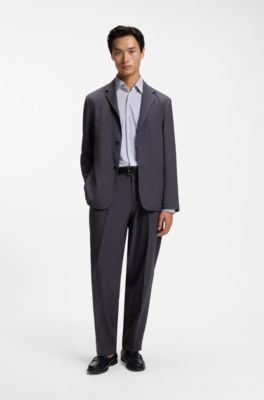 Slim-fit shirt in printed performance-stretch jersey, White Patterned