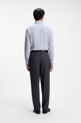 Slim-fit shirt in printed performance-stretch jersey, White Patterned