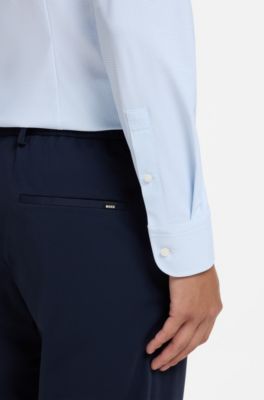 Chemise Slim en jersey stretch imprim&eacute; performant, bleu clair