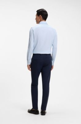 Slim-fit shirt in printed performance-stretch jersey, Light Blue