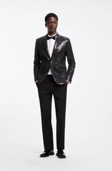 Blazer extra slim fit con adorno de lentejuelas