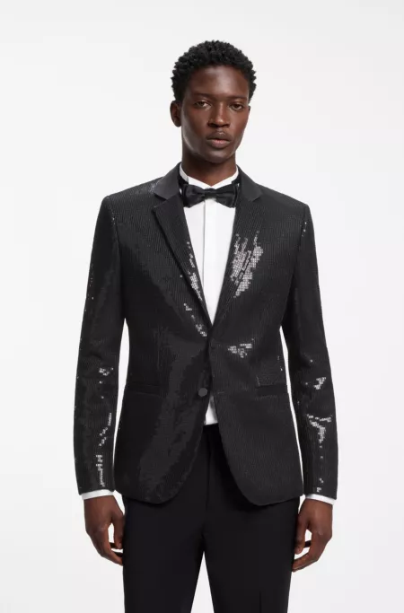 Blazer extra slim fit con adorno de lentejuelas
