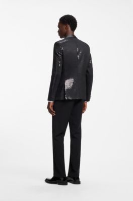 Extra-slim-fit blazer with sequin embellishment, Black