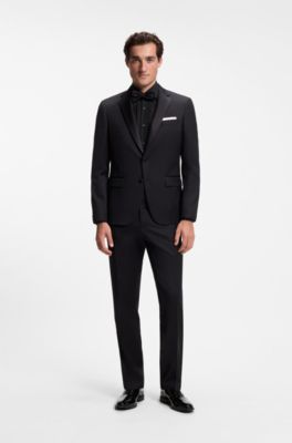 Slim-fit cotton-blend evening shirt, Black