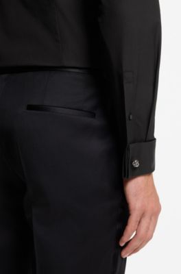 Slim-fit cotton-blend evening shirt, Black