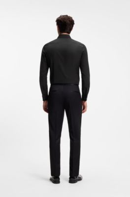 Slim-fit cotton-blend evening shirt, Black