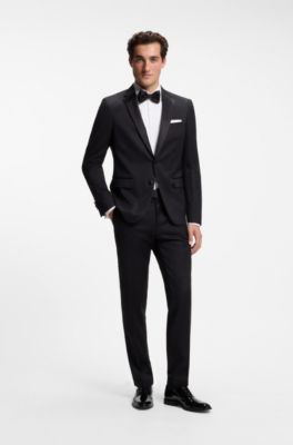 Slim-fit cotton-blend evening shirt, White