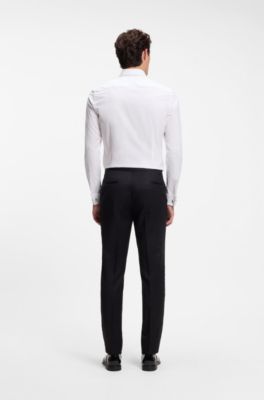 Slim-fit cotton-blend evening shirt, White