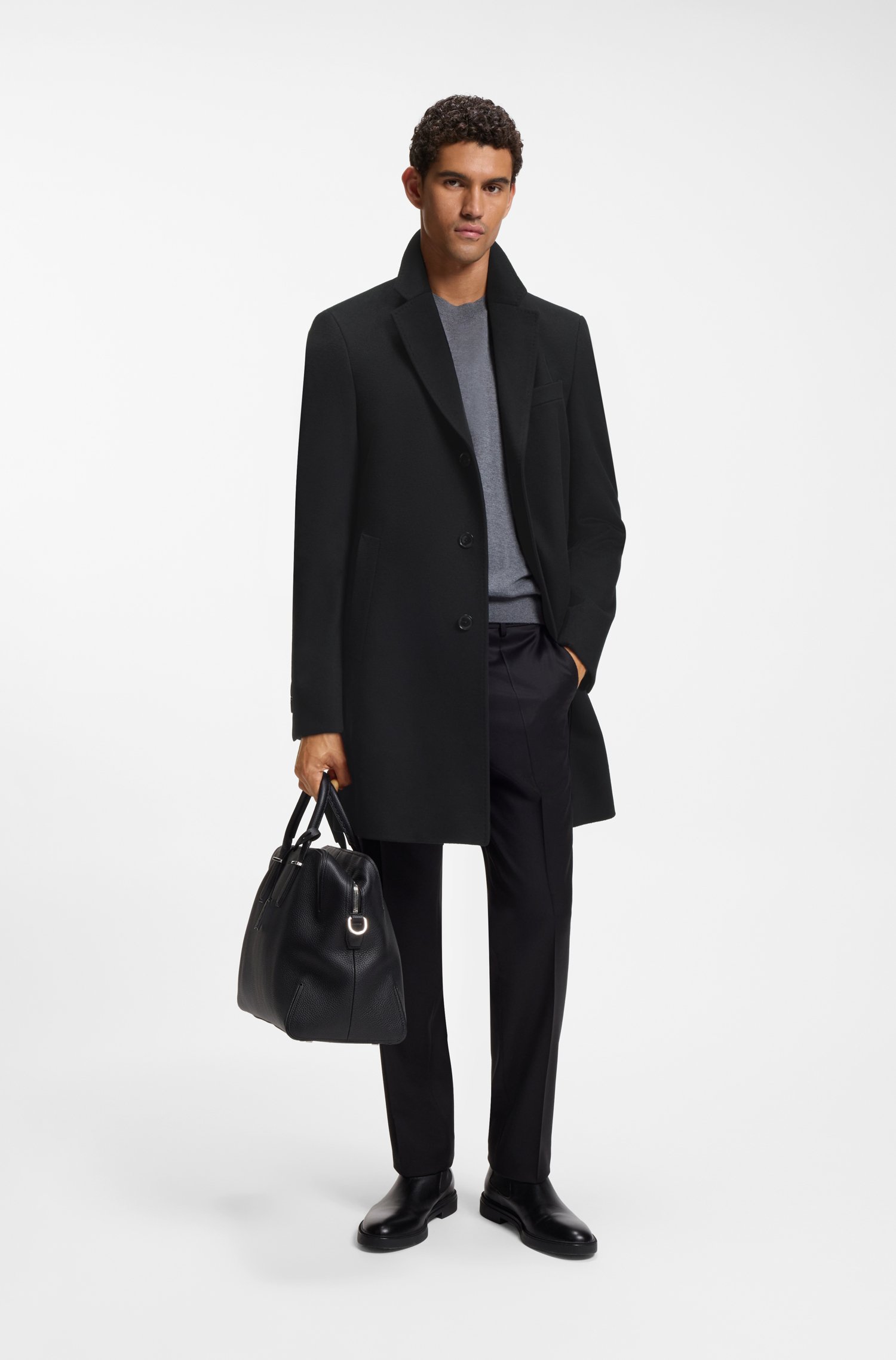 Boss Slim-fit formal coat in wool with cashmere kappor & rockar herr – bild 2
