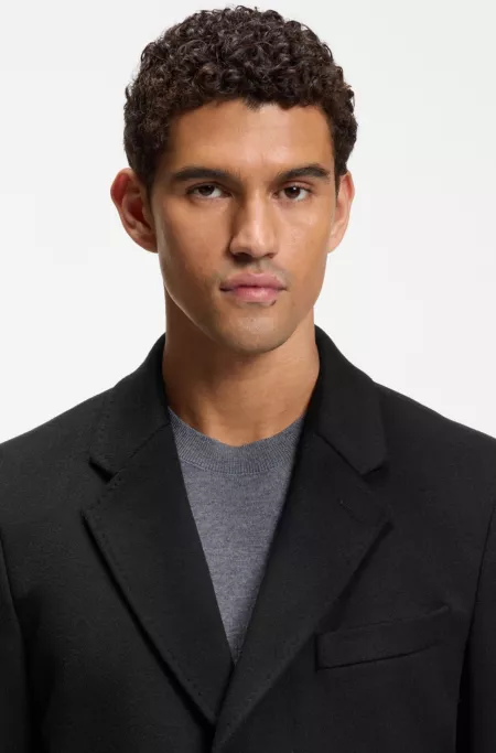 Slim-fit formal coat in wool with cashmere