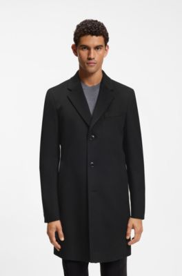 Cappotto formale slim fit in lana con cashmere, Nero
