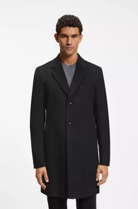 Slim-fit formal coat in wool with cashmere
