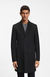Formele slim-fit mantel van wol met kasjmier, Zwart