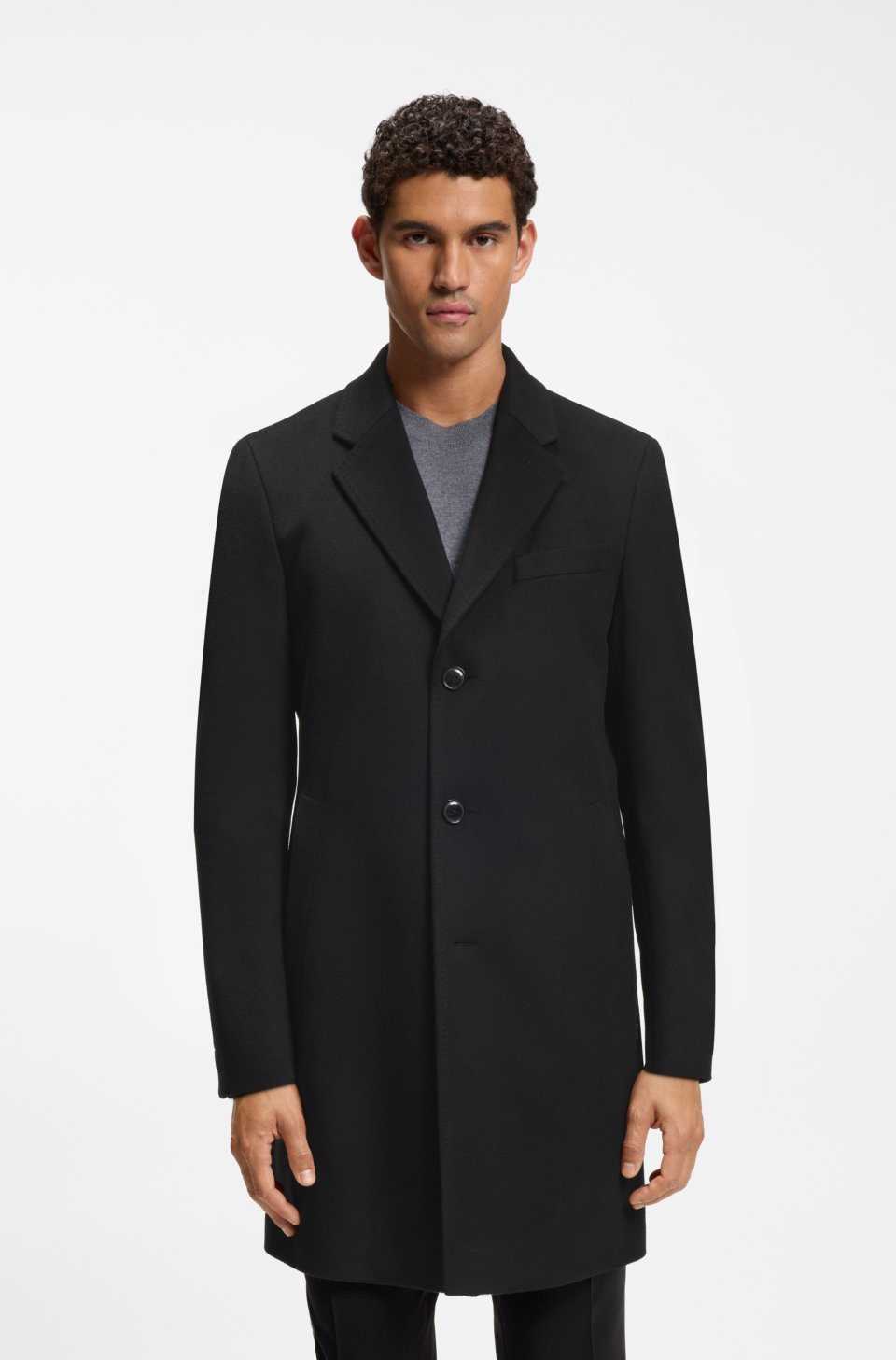 Slim-fit formal coat in wool with cashmere