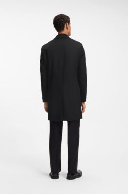 Cappotto formale slim fit in lana con cashmere, Nero