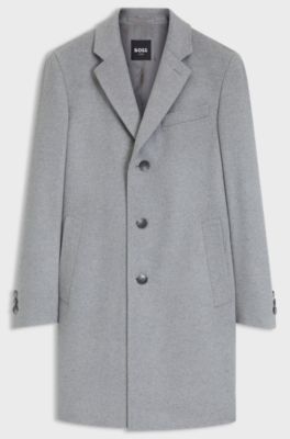 Slim-fit formal coat in wool with cashmere, Silver