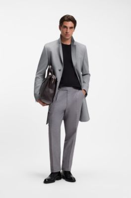Slim-fit formal coat in wool with cashmere, Silver