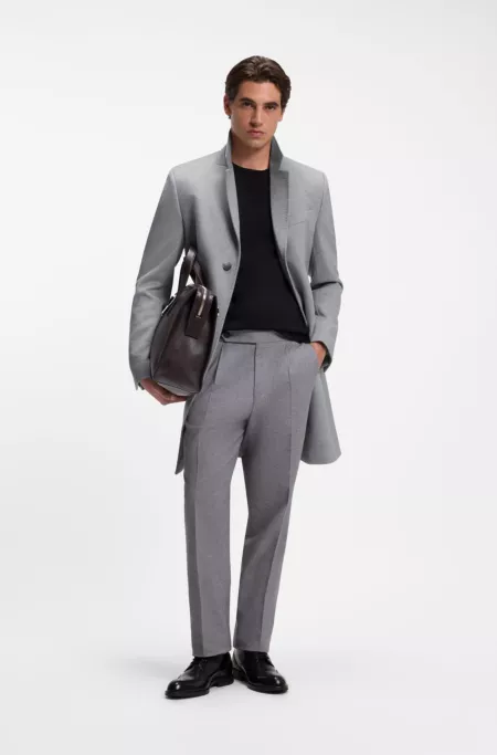 Slim-fit formal coat in wool with cashmere