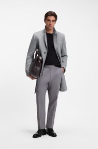 Formele slim-fit mantel van wol met kasjmier, Zilver