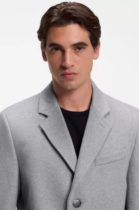 Slim-fit formal coat in wool with cashmere