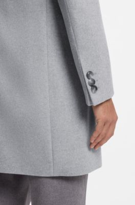 Slim-fit formal coat in wool with cashmere, Silver