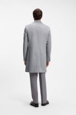 Slim-fit formal coat in wool with cashmere, Silver
