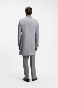 Slim-fit formal coat in wool with cashmere, Silver