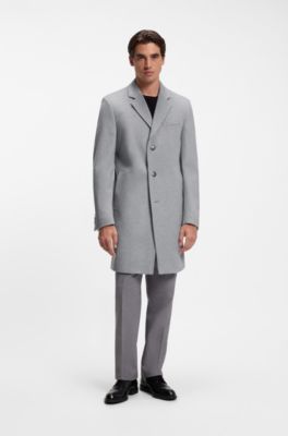 Slim-fit formal coat in wool with cashmere, Silver