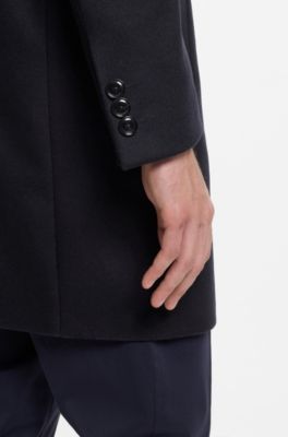 Abrigo formal slim fit de lana y cashmere, Azul oscuro