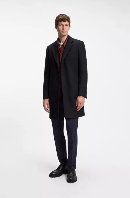 Slim-fit formal coat in wool with cashmere