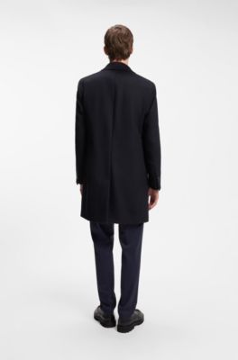Abrigo formal slim fit de lana y cashmere, Azul oscuro