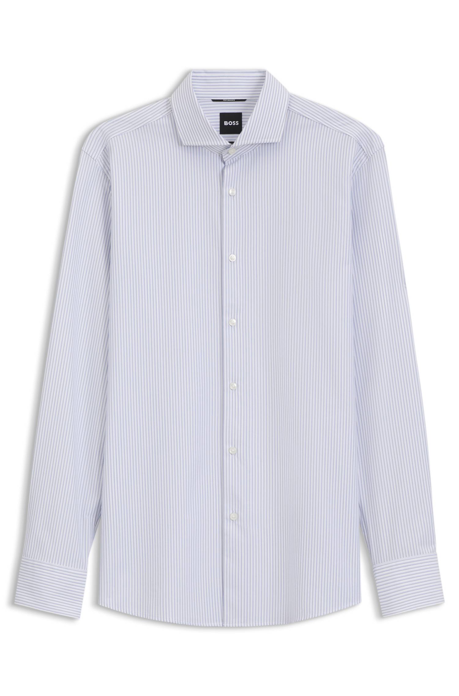 Boss Striped slim-fit business shirt in stretch fabric skjortor & blusar herr – bild 4