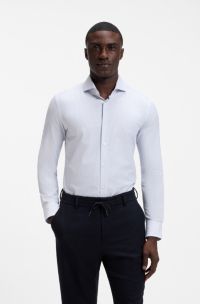 Chemise d'affaires Slim &agrave; rayures en tissu stretch, Rayures bleu clair