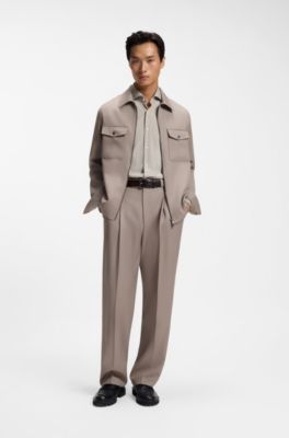 Slim-fit shirt in stretch fabric with Vichy check, Brown Patterned