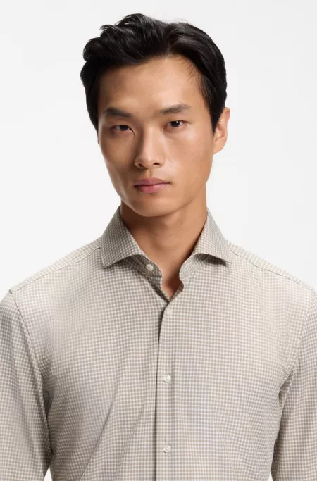 Slim-fit shirt in stretch fabric with Vichy check