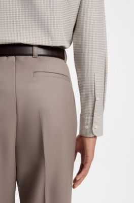 Slim-fit shirt in stretch fabric with Vichy check, Brown Patterned