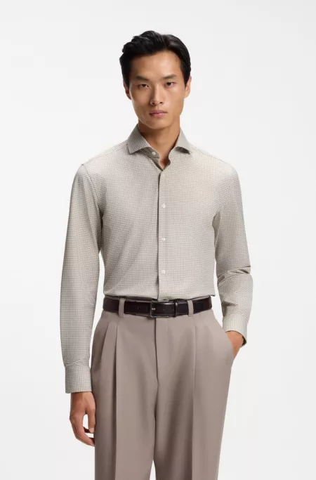 Slim-fit shirt in stretch fabric with Vichy check