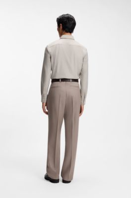 Slim-fit shirt in stretch fabric with Vichy check, Brown Patterned