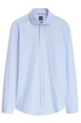 Slim-fit shirt in stretch fabric with Vichy check, Light Blue