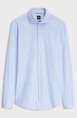 Slim-fit shirt in stretch fabric with Vichy check, Light Blue