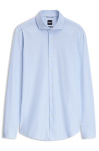Slim-fit shirt in stretch fabric with Vichy check, Light Blue