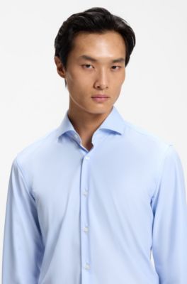 Slim-fit shirt in stretch fabric with Vichy check, Light Blue