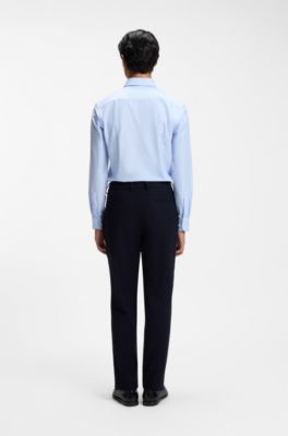 Slim-fit shirt in stretch fabric with Vichy check, Light Blue