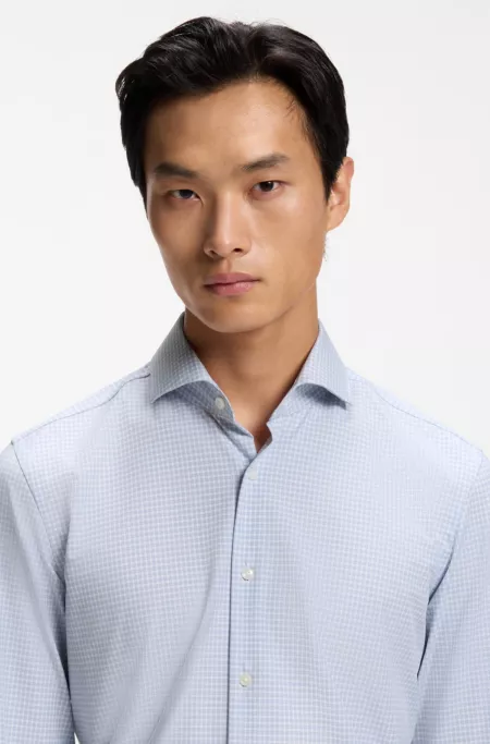 Slim-fit shirt in stretch fabric with Vichy check