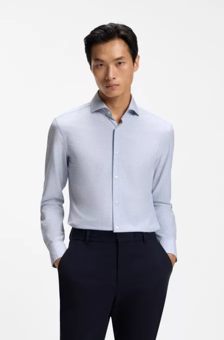 Slim-fit shirt in stretch fabric with Vichy check