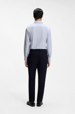 Slim-fit shirt in stretch fabric with Vichy check, Light Blue Patterned