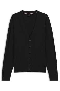 Buttoned cardigan in extra-fine merino wool