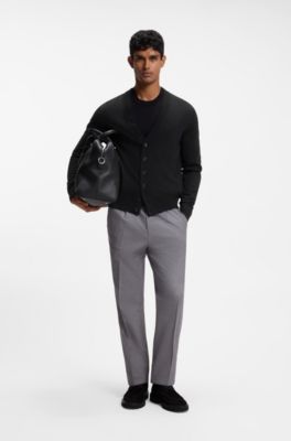 Buttoned cardigan in extra-fine merino wool, Black