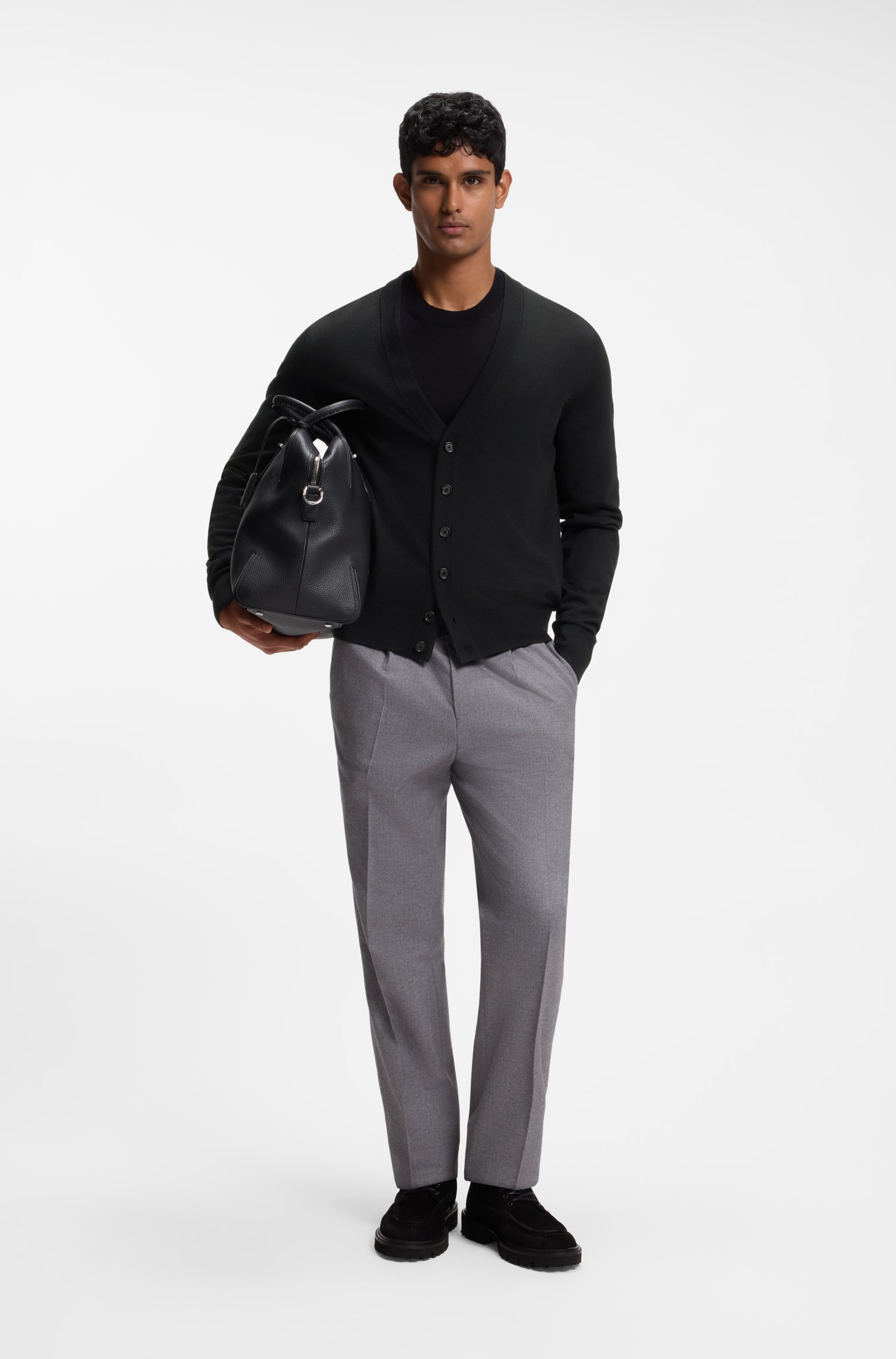 Boss Buttoned cardigan in extra-fine merino wool herr – bild 2