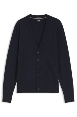 Vest van extra fijne merinowol met knoopsluiting, Donkerblauw